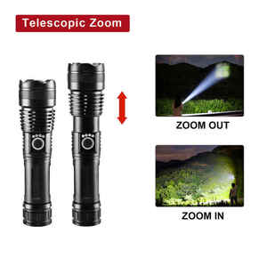 LED Torch chiến thuật telescoping có thể sạc lại siêu sáng literna taschenlampe đèn pin cao lumens không thấm nước - Product Image 5