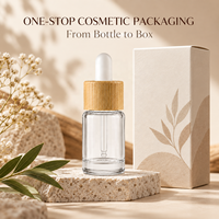 Botol Tetes Kaca Bening 10ml 20ml 30ml 50ml Kerah Bambu Serum Minyak Esensial Kemasan Kosmetik Botol Karet Putih