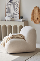 Geometrischer Wabi-Sabi Sofa-Sessel mit Schaffell-Stoff für das moderne Wohnzimmer, Lässig, Beige, Weißer Einzelsessel