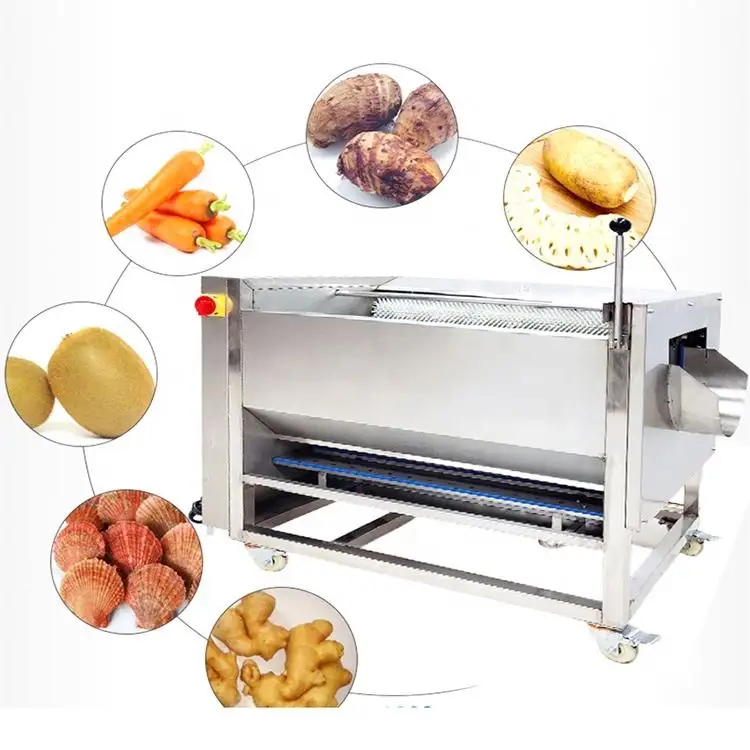 Offre Spéciale industriel légumes frais fruits gingembre pomme de terre rouleau nettoyage éplucheur pomme de terre brosse lavage et épluchage machine
