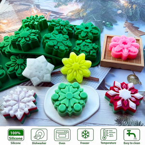 OEM/ODM Food Grade <b>Silicone</b> <b>Christmas</b> Snowflake <b>Molds</b> 2Pcs Non-Toxic Eco-Friendly Customizable for Holiday DIY Use - Product Image 2