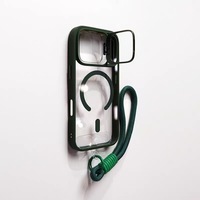 Coque de téléphone magnétique transparente antichoc avec objectif anti-jaunissement et support de cadre avec cordon pour iPhone 17 Pro Max/16/15/14/13/12