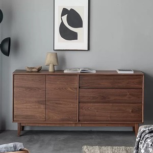 Nordic Solid Wood Black Walnut <b>Sideboard</b> 900mm Plus Storage Cabinet For Living Room And Entryway Use - Product Image 3