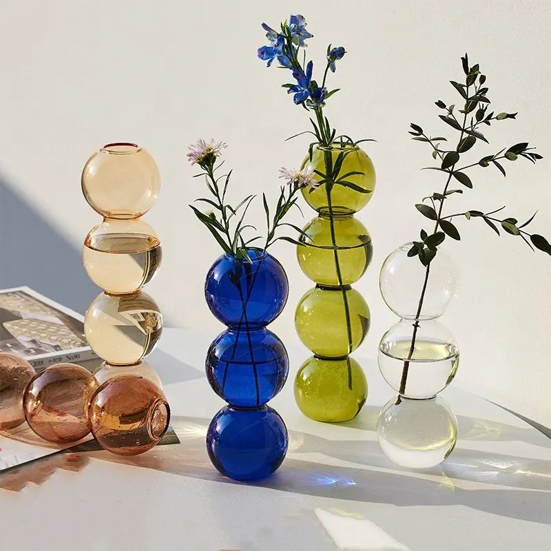 Europe Crystal Flower Vase Glass Modern Style Clear Glass Vases for 2023 New Flower Decor