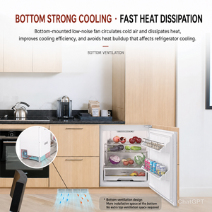 196L Fully Integrated French Home Refrigerator <b>Freezer</b> Undercounter <b>Drawer</b>-Type Built-in Ice Maker for Hotel & Kitchen Island Fr - Product Image 4
