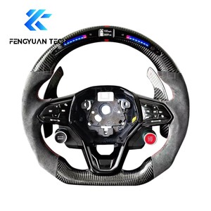 พวงมาลัยหนังแท้คาร์บอนไฟเบอร์ฟอร์จ สำหรับรถยนต์ VW Golf 8 MK8 R-line <span class=keywords><strong>GTI</strong></span> พร้อมอัลคันทาร่า สไตล์สปอร์ต ไม่มีถุงลมนิรภัย - Product Image 3