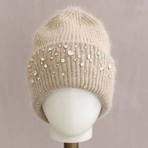 Bonnet en tricot avec strass, épaissi, chaud pour l'automne et l'hiver - Product Image 5