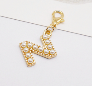 진주 장식 금 합금 알파벳 참 펜던트 목걸이 팔찌 열쇠고리 제작 및 가방 신발 장식용 - Product Image 6