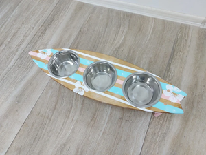 JUNJI kişiselleştirilmiş ahşap köpek kase tutucu Surfboard temalı besleme kedi Pet plaj aşk tarzı çanak gıda tutucu için standı - Product Image 2