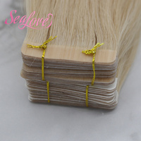 Extensions de cheveux humains Remy à double trame, lisses, avec cuticules intactes, pour salon, à bandes adhésives, vente en gros