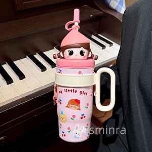 Lookoy Love Story Ice Bully <b>Cup</b> 800ml Insulated <b>Straw</b> Bottle For Girls <b>With</b> Handle <b>And</b> <b>Lid</b> Design - Product Image 4