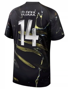 เสื้อฟุตบอลสีดำปี 2026 ขายตรงจากโรงงาน/เสื้อโพลีเอสเตอร์คุณภาพสูงพร้อมสายรัดหมายเลข/รองรับการปรับแต่งตามทีม - Product Image 5