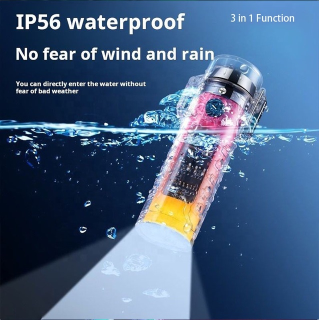 2026 New Trend Multi-functional Waterproof Usb Rechargeable Flashlights Outdoor Survival Camping Compass Lighting Lighters