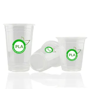 Bicchieri per frullato in plastica biodegradabile al 100% in plastica monouso compostabili stampati personalizzati con coperchi