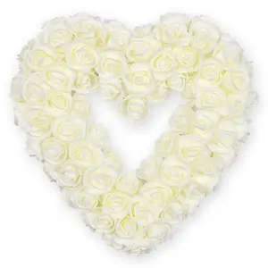 Новое горячее сердце белая роза Венок Фабрика Любовь День Святого Валентина ручной работы подарок для дома стены свадебный фестиваль украшения