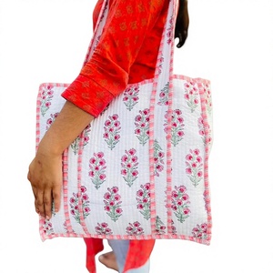 Vintage Inspired Quilted Cotton Tote <b>Bag</b> for Women Large Floral Design Open Closure for Daily Use <b>Work</b> Shopping Travel - Product Image 1