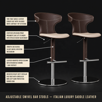 Chaise de bar pivotante et réglable en hauteur en cuir pleine fleur, style italien, luxe léger, moderne et simple, pour la maison ou le comptoir.