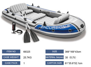 <span class=keywords><strong>Bateau</strong></span> gonflable <span class=keywords><strong>INTEX</strong></span> 68325 <span class=keywords><strong>Excursion</strong></span> <span class=keywords><strong>5</strong></span> pour cinq personnes, kayak en PVC, emballage en boîte de couleur, ensemble avec pompe, rames, sac - Product Image 6