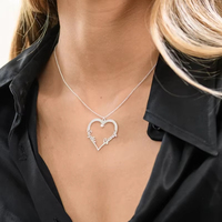 DuoYing Collier personnalisé avec pendentif en forme de cœur à double nom pour les couples, cadeau d'anniversaire, acier inoxydable, collier avec nom personnalisé