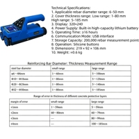 BA-R71F Concrete Rebar Scanner Measuring Rebar Portable Distance Detector Metales Construction Measuring Tool