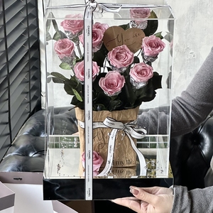 ของขวัญวันวาเลนไทน์ ดอกกุหลาบนิรันดร์สดชื่น ทำมือ บรรจุในกล่องอะคริลิคทรงสี่เหลี่ยม สำหรับวันรับปริญญาและปีใหม่ - Product Image 5