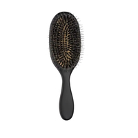 Brosse à cheveux professionnelle en caoutchouc noir avec logo personnalisé, démêlante, à poils de sanglier, pour extensions et perruques