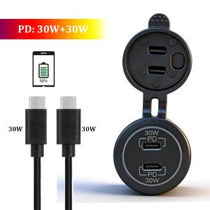 Автомобильное зарядное устройство 60 Вт с быстрой зарядкой, двумя портами USB-C, QC3.0, Type-C, с функцией быстрой зарядки для мотоциклов и автомобилей, 2 разъема USB - Product Image 5