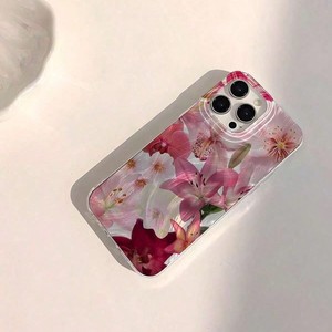 Nuova <span class=keywords><strong>Cover</strong></span> per <span class=keywords><strong>iPhone</strong></span> 17 16 15 14 Pro Max con Farfalla, Orchidea, Giglio Bianco e Rosa Chiaro, Piuma Argentata e Foro Grande - Product Image 2