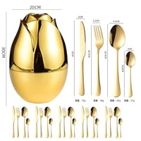 Dingyong – Ensemble de 24 couverts modernes en acier inoxydable, finition miroir, résistant à la rouille, compact, coffret cadeau pour fêtes