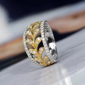 T0639 Anello da Donna in Oro Massiccio 18K con Diamante Taglio Brillante Rotondo Colore G Naturale Classico Anello Nuziale - Product Image 1