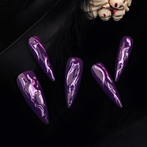 24pcs Halloween Wear 3D Fake Nail Set Magic Mirror <span class=keywords><strong>Poudre</strong></span> pour doigts faits à la main Europe États-Unis Cross-Border Nail - Product Image 3