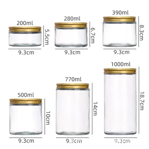 Frasco de vidrio transparente de lado recto <span class=keywords><strong>2</strong></span> Oz/200ml/500ml/1000ml botella de almacenamiento redonda con tapa para alimentos enlatados - Product Image 2