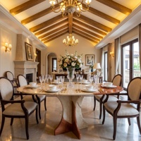 Table à manger de luxe en marbre blanc, taille personnalisée, table rectangulaire en pierre persane, villa, hôtel, restaurant, OEM, ODM, vente en gros d'usine