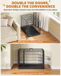 Cage pour animaux de compagnie PETDOM 36'' à double porte, cage pour chien avec séparateur, cage pour chien avec plateau amovible, cage en fil métallique pour petits et moyens chiens - Product Image 4