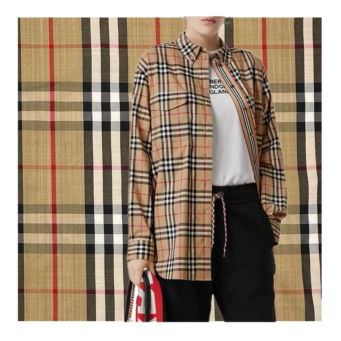 Factory's new color woven plaid twisted shirt windproof jacket made of polyester fabric