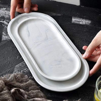 Plateau de rangement des bijoux, assiette ovale en céramique et marbre, style nordique, assiette à dessert occidentale, plateau de stockage des bijoux