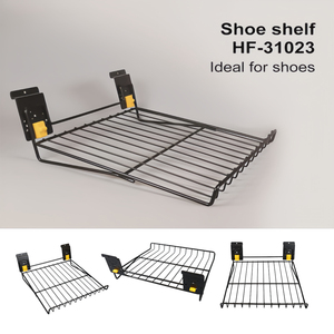 Étagère à chaussures inclinée pour mur à lattes - Support en fil de fer robuste jaune avec verrou de sécurité, design moderne, 24x12 pouces pour <span class=keywords><strong>garage</strong></span> et rangement de buanderie - Product Image 1
