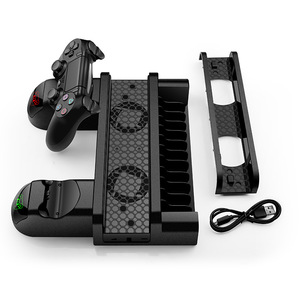 แท่นชาร์จคอนโทรลเลอร์ PS4 แบบคู่ พร้อมพัดลมระบายความร้อนและที่เก็บแผ่นดิสก์ สำหรับคอนโซล PS4 Slim Pro - Product Image 1