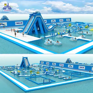 Lilytoys grande infláveis parque aquático azul aqua, parque comercial, parque de água flutuante para venda, passagem tuv ce