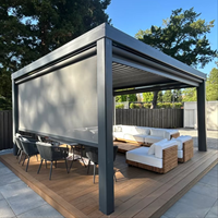 Anpassbare Motorisierte Aluminium-Lamellendach-Pergola, Windbeständig und Regenfest, für Balkon, Garten und Pool, Pulverbeschichtet