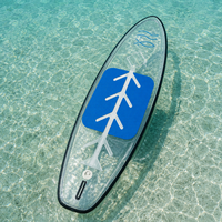 Planche à pagaie SUP transparente légère en forme d'arête de poisson pour 1 personne, idéale pour la location touristique et les acheteurs en gros