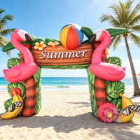 Arche gonflable de flamant tropical personnalisée pour festival de musique d'été en extérieur, accessoire de fête de plage, portail gonflable en forme de palmier