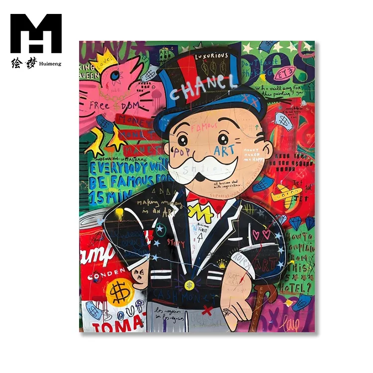 oil painting Modern Graffiti Artwork Monopoly Posters Prints Rich Man Street Wall Pictures pop art canvas oil painting