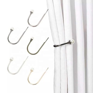 Curtain Alloy U-shaped Pearl Wall Hook Wall Hook 1 Metal Curtain <strong>Hold</strong> <strong>Backs</strong> - Strong Arm Style Holdbacks Drape Ties Loop Holder - Product Image 5