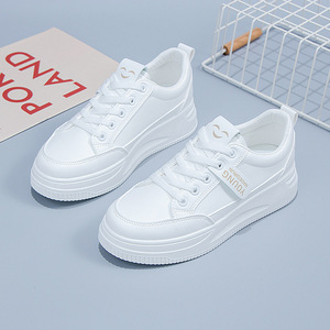 Zapatillas de <span class=keywords><strong>Tenis</strong></span> Cómodas de Piel Sintética para <span class=keywords><strong>Mujer</strong></span>, Zapatillas Casuales con Cordones y Malla, Zapatillas Planas Blancas para Verano para Damas y Chicas - Product Image 1