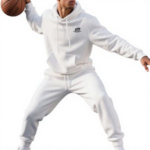 Sudadera con Capucha de Algodón Blanca para Hombre, con Logotipo Frontal, Manga Larga, Informal, para Invierno, Color Sólido, Cierre con Cordón, Bolsillos Laterales - Product Image 2