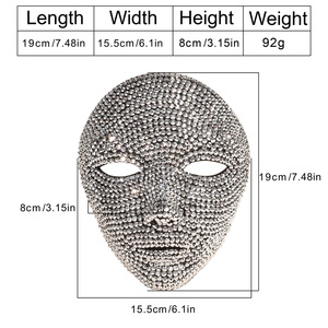 Máscara Facial Plateada con Pedrería para Fiestas, Conciertos, Accesorio de Moda, Cumpleaños, Halloween, Carnaval - Product Image 2