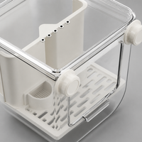 Boîte de rangement transparente YAOYUE en PC+PP pour petits animaux, avec compartiments divisés et plateau de drainage pour oiseaux et hamsters