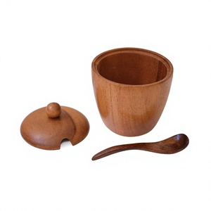 Classic Wooden <b>Storage</b> <b>Jar</b> with Wooden Lid 250mL Capacity <b>for</b> Spice <b>Storage</b>-Eco-Friendly & Durable - Product Image 4