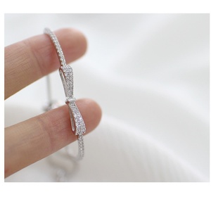 Bow Micro Pave Zircon 925 Sterling Silver <b>Adjustable</b> <b>Bracelet</b> - Product Image 5